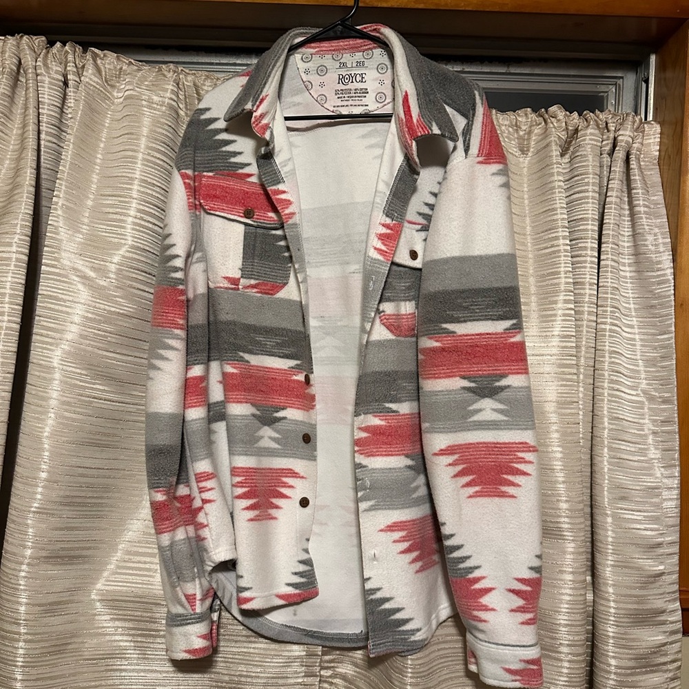 Royce Aztec Pattern Jacket in Pink and Gray